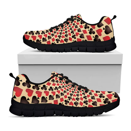 Swirl Playing Card Suits Print Black Sneakers