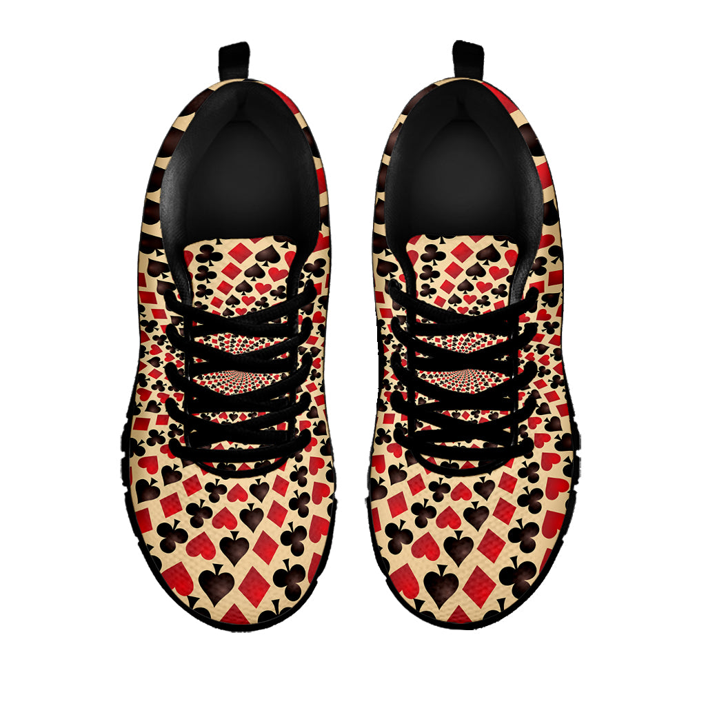 Swirl Playing Card Suits Print Black Sneakers