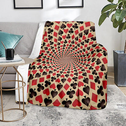 Swirl Playing Card Suits Print Blanket