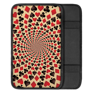 Swirl Playing Card Suits Print Car Center Console Cover