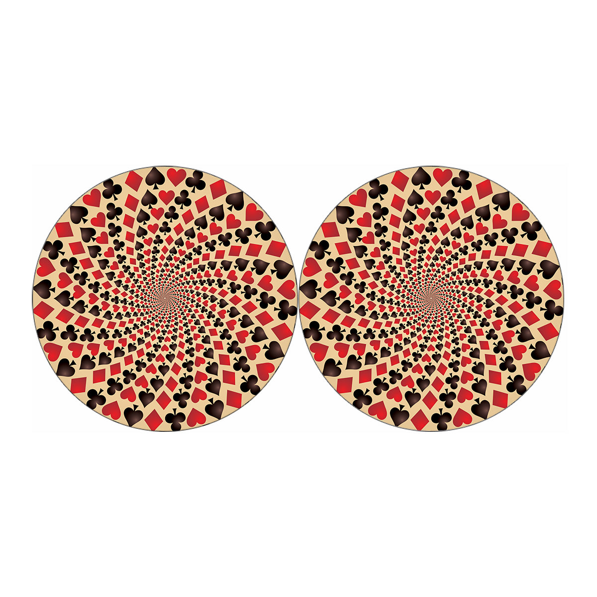 Swirl Playing Card Suits Print Car Coasters