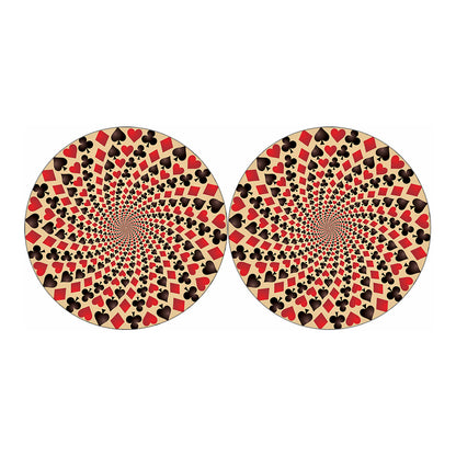 Swirl Playing Card Suits Print Car Coasters