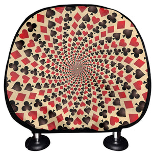 Swirl Playing Card Suits Print Car Headrest Covers