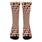 Swirl Playing Card Suits Print Crew Socks