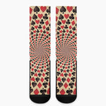 Swirl Playing Card Suits Print Crew Socks