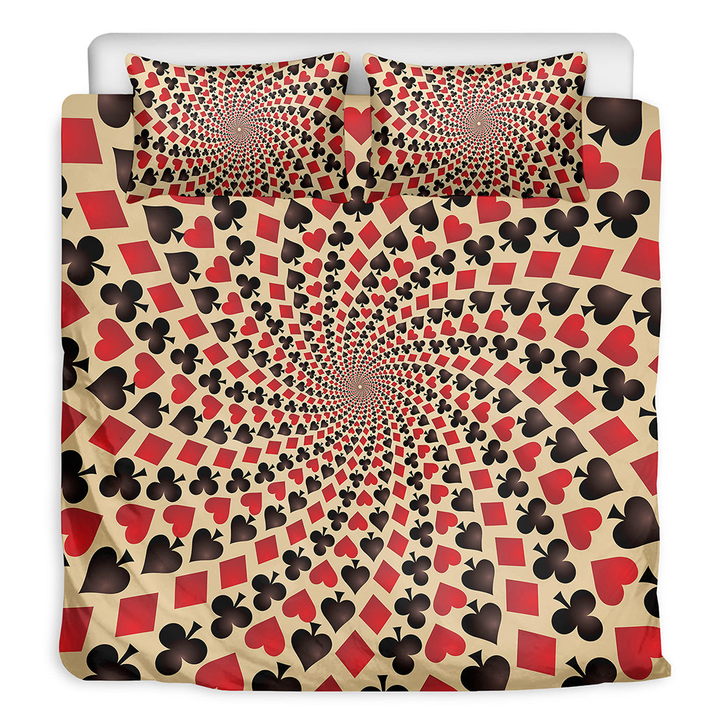 Swirl Playing Card Suits Print Duvet Cover Bedding Set