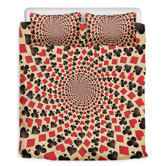 Swirl Playing Card Suits Print Duvet Cover Bedding Set