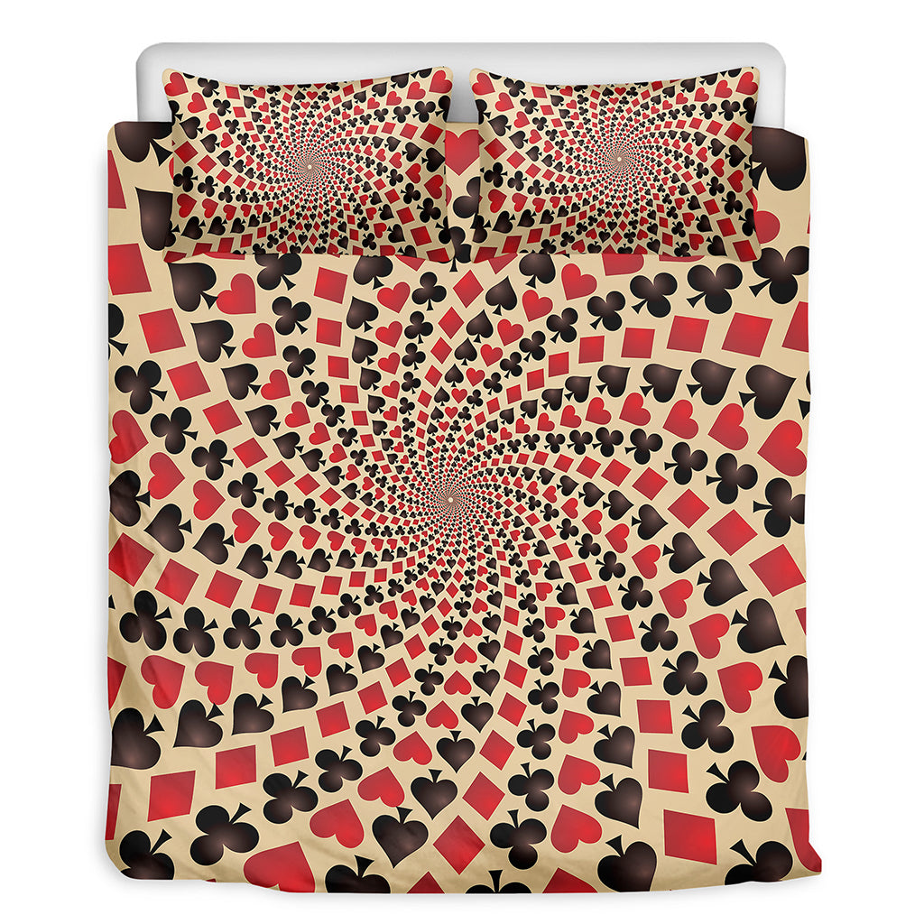 Swirl Playing Card Suits Print Duvet Cover Bedding Set