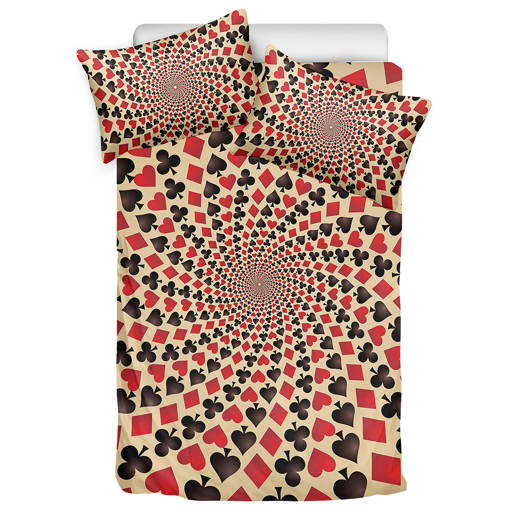 Swirl Playing Card Suits Print Duvet Cover Bedding Set