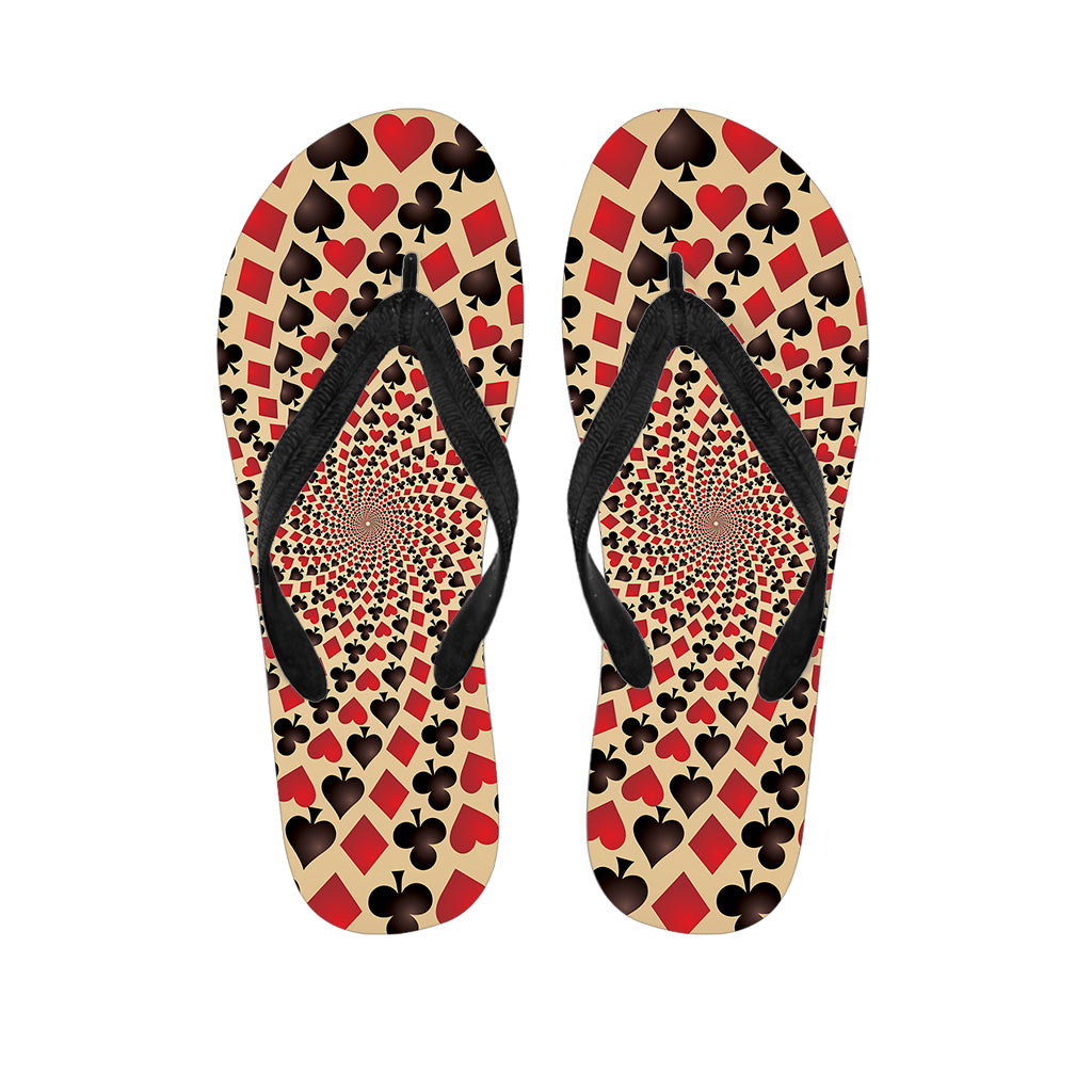 Swirl Playing Card Suits Print Flip Flops