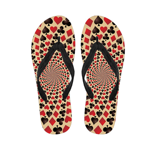 Swirl Playing Card Suits Print Flip Flops