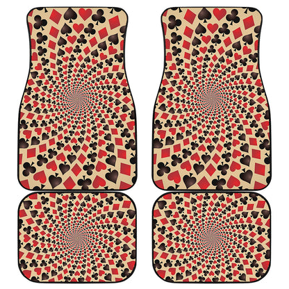 Swirl Playing Card Suits Print Front and Back Car Floor Mats