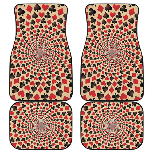 Swirl Playing Card Suits Print Front and Back Car Floor Mats
