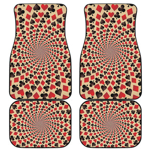 Swirl Playing Card Suits Print Front and Back Car Floor Mats