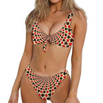 Swirl Playing Card Suits Print Front Bow Tie Bikini