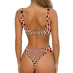 Swirl Playing Card Suits Print Front Bow Tie Bikini