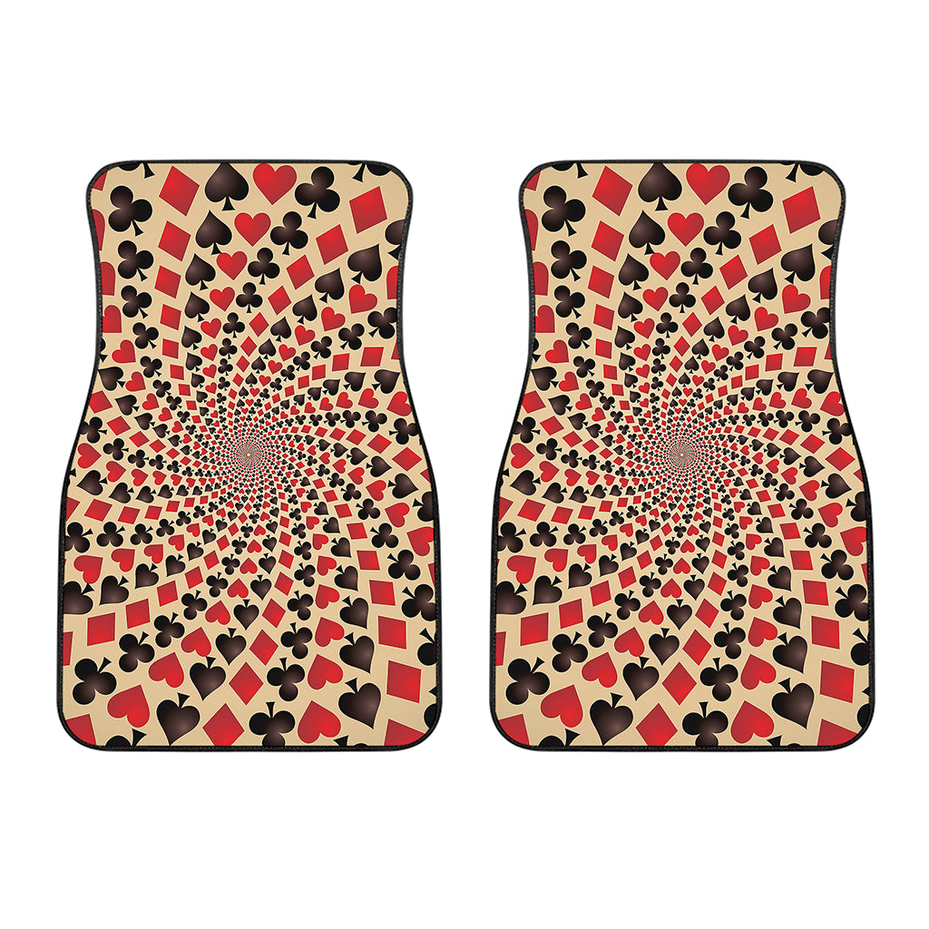 Swirl Playing Card Suits Print Front Car Floor Mats