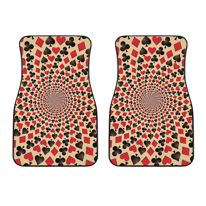 Swirl Playing Card Suits Print Front Car Floor Mats