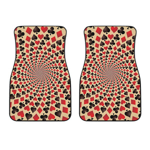 Swirl Playing Card Suits Print Front Car Floor Mats