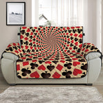 Swirl Playing Card Suits Print Half Sofa Protector