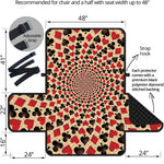 Swirl Playing Card Suits Print Half Sofa Protector