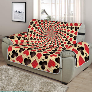 Swirl Playing Card Suits Print Half Sofa Protector