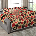 Swirl Playing Card Suits Print Loveseat Protector