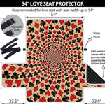 Swirl Playing Card Suits Print Loveseat Protector