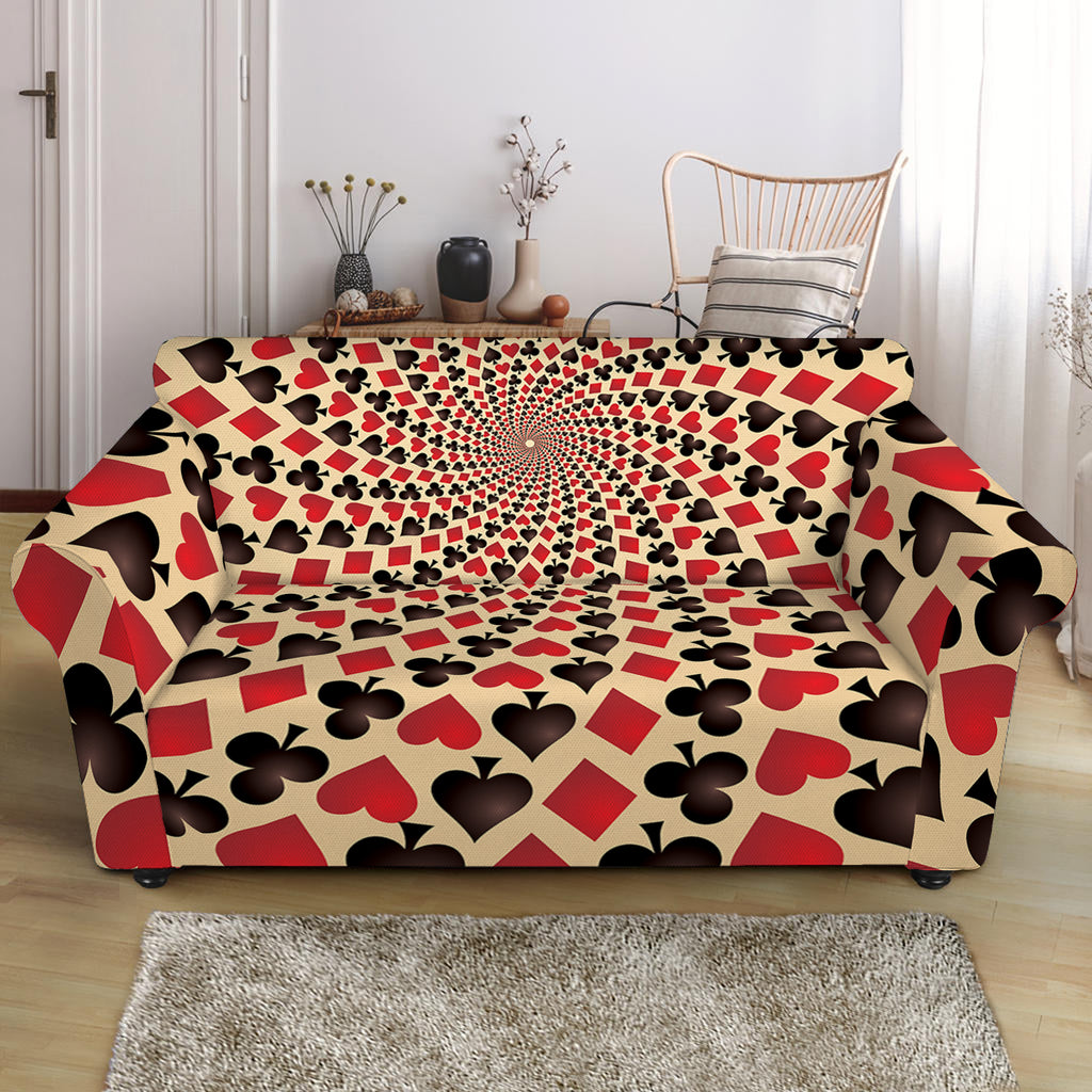 Swirl Playing Card Suits Print Loveseat Slipcover