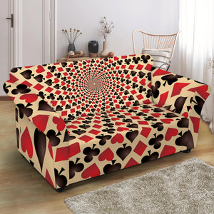 Swirl Playing Card Suits Print Loveseat Slipcover