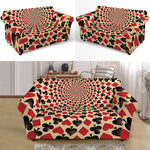 Swirl Playing Card Suits Print Loveseat Slipcover