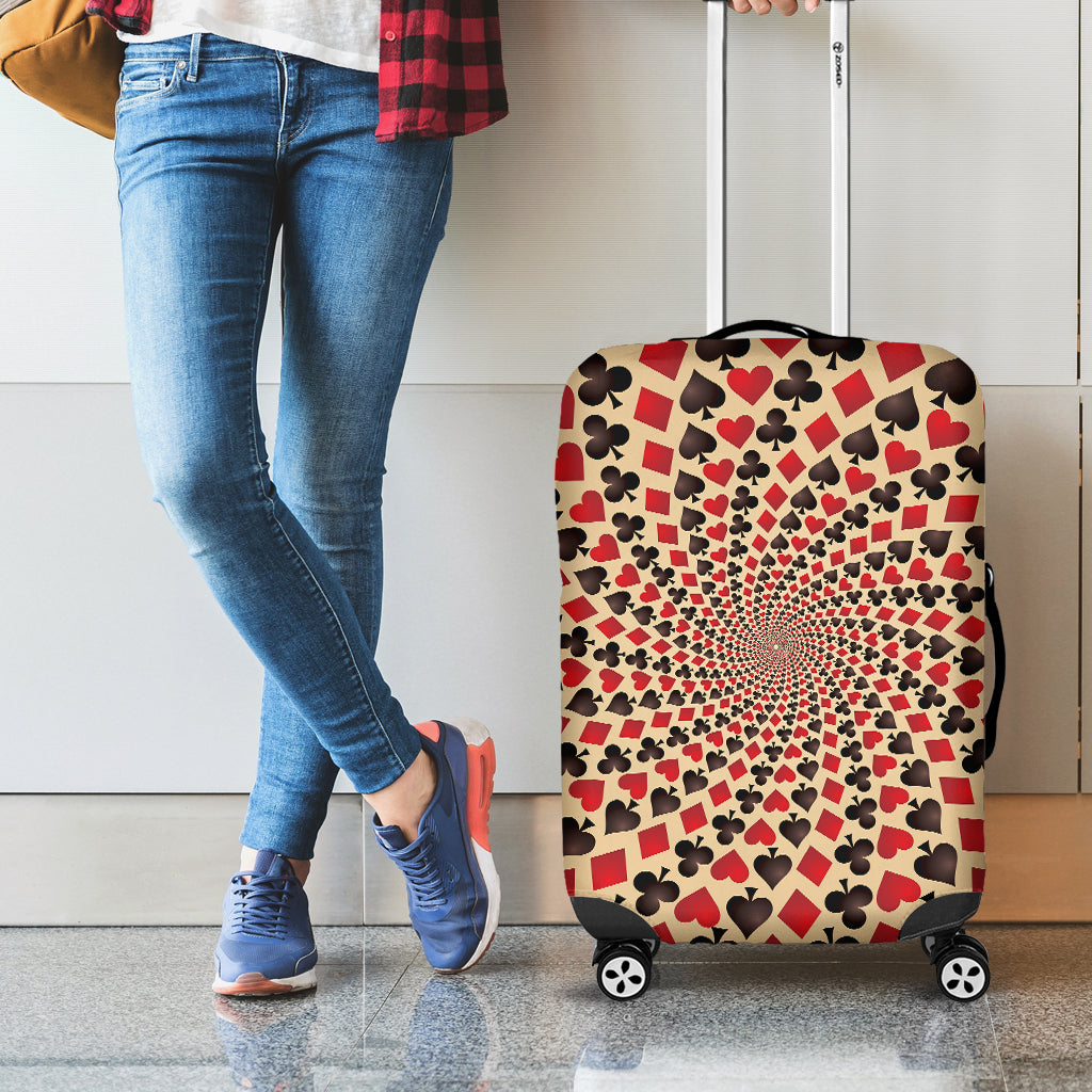 Swirl Playing Card Suits Print Luggage Cover