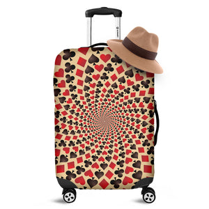 Swirl Playing Card Suits Print Luggage Cover