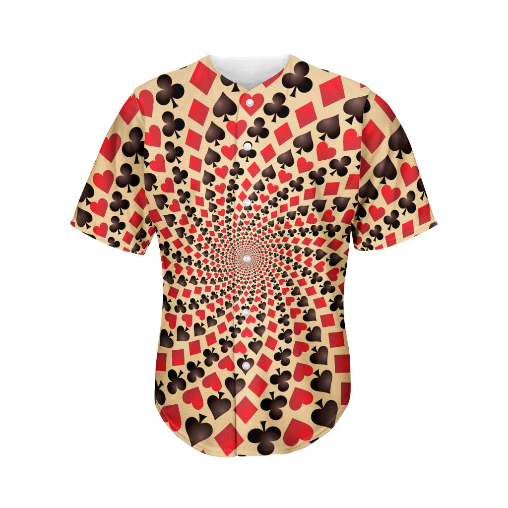 Swirl Playing Card Suits Print Men's Baseball Jersey