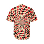 Swirl Playing Card Suits Print Men's Baseball Jersey