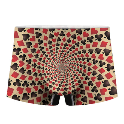 Swirl Playing Card Suits Print Men's Boxer Briefs