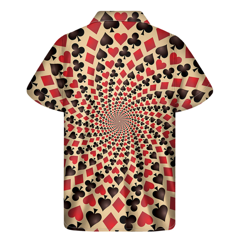 Swirl Playing Card Suits Print Men's Short Sleeve Shirt