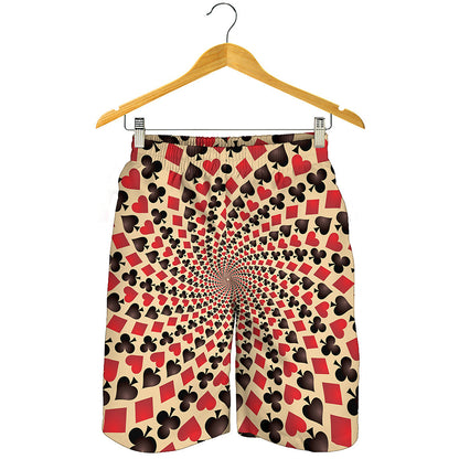 Swirl Playing Card Suits Print Men's Shorts