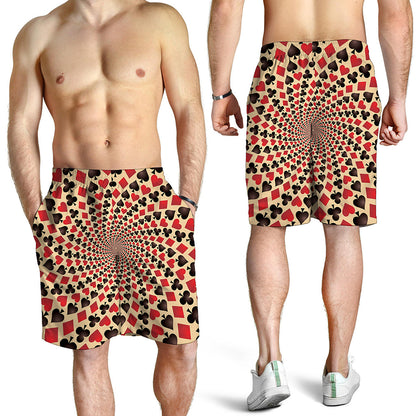 Swirl Playing Card Suits Print Men's Shorts