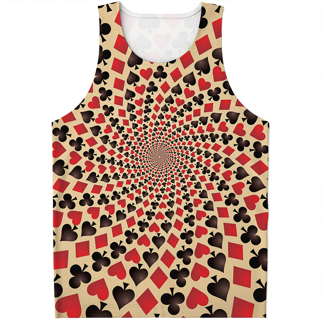 Swirl Playing Card Suits Print Men's Tank Top