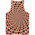 Swirl Playing Card Suits Print Men's Tank Top