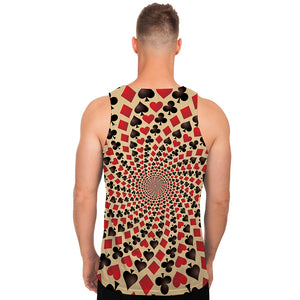 Swirl Playing Card Suits Print Men's Tank Top