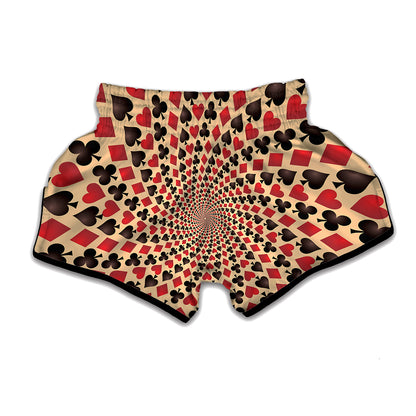 Swirl Playing Card Suits Print Muay Thai Boxing Shorts