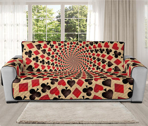 Swirl Playing Card Suits Print Oversized Sofa Protector