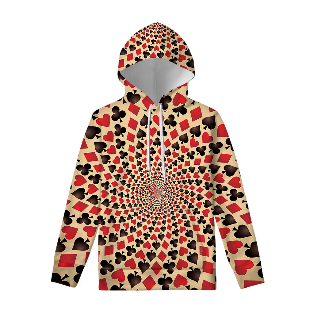 Swirl Playing Card Suits Print Pullover Hoodie
