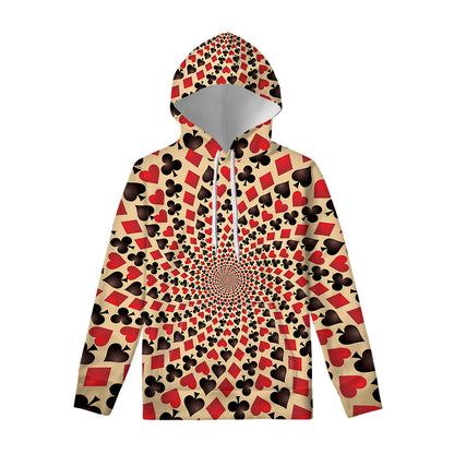 Swirl Playing Card Suits Print Pullover Hoodie
