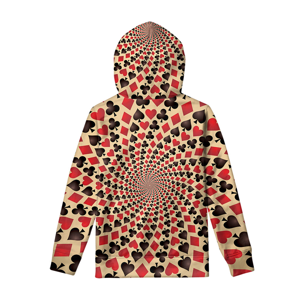 Swirl Playing Card Suits Print Pullover Hoodie