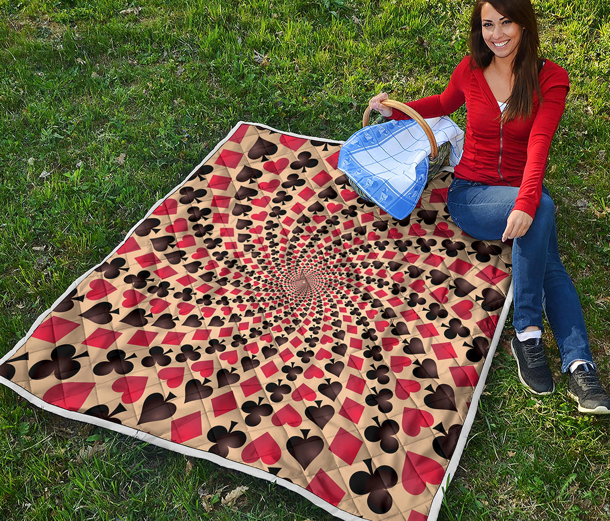 Swirl Playing Card Suits Print Quilt