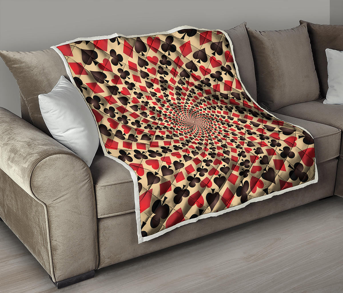 Swirl Playing Card Suits Print Quilt