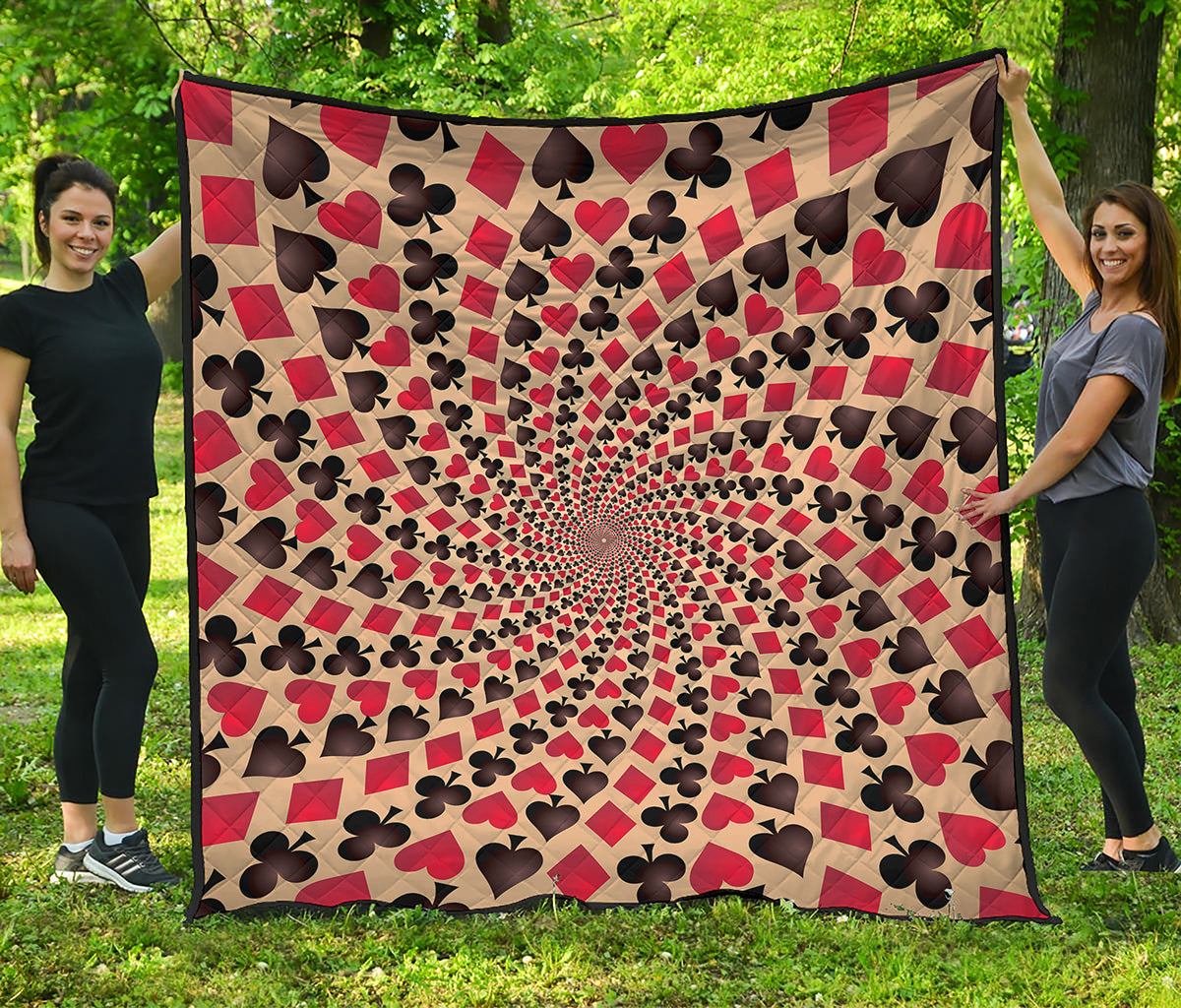 Swirl Playing Card Suits Print Quilt